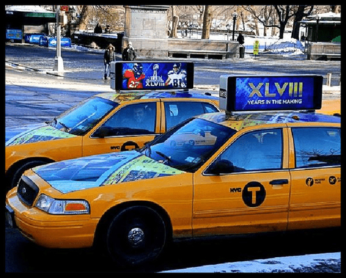 P4 Pantalla de taxi de doble cara 960mmX 320mm de color completo para exteriores resistente al agua IP65