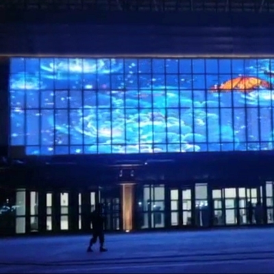 Pantalla LED transparente 1000*500 1000*1000 tamaño personalizado centro comercial de vidrio de serie interior fijo o elevador