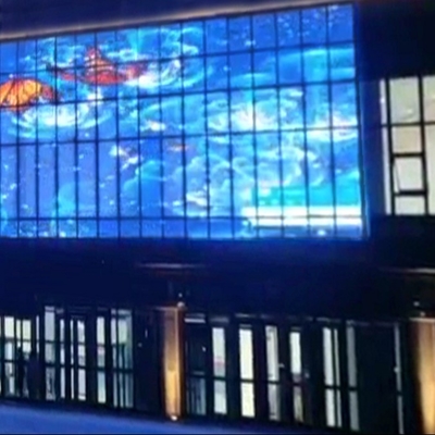 Pantalla LED transparente 1000*500 1000*1000 tamaño personalizado centro comercial de vidrio de serie interior fijo o elevador