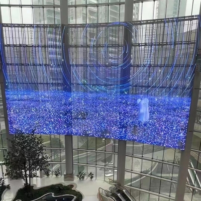 Pantalla LED transparente 1000*500 1000*1000 tamaño personalizado centro comercial de vidrio de serie interior fijo o elevador