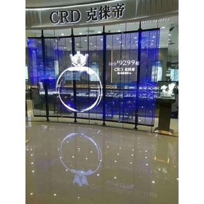 Anuncio comercial de la pared video transparente del LED en la pared de cristal etc